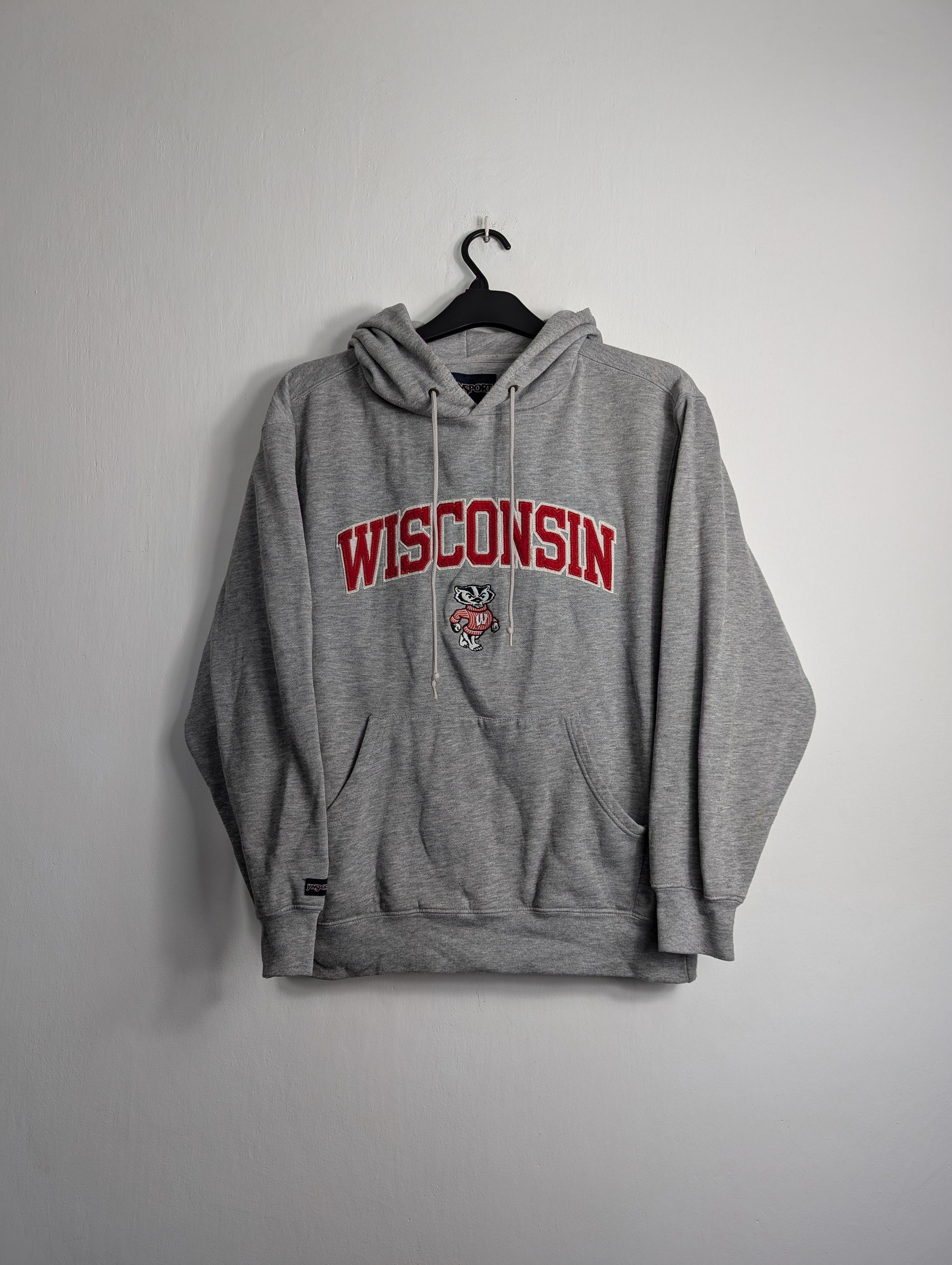 JanSport Wisconsin University Hoodie Grey Baggy Retro NCAA