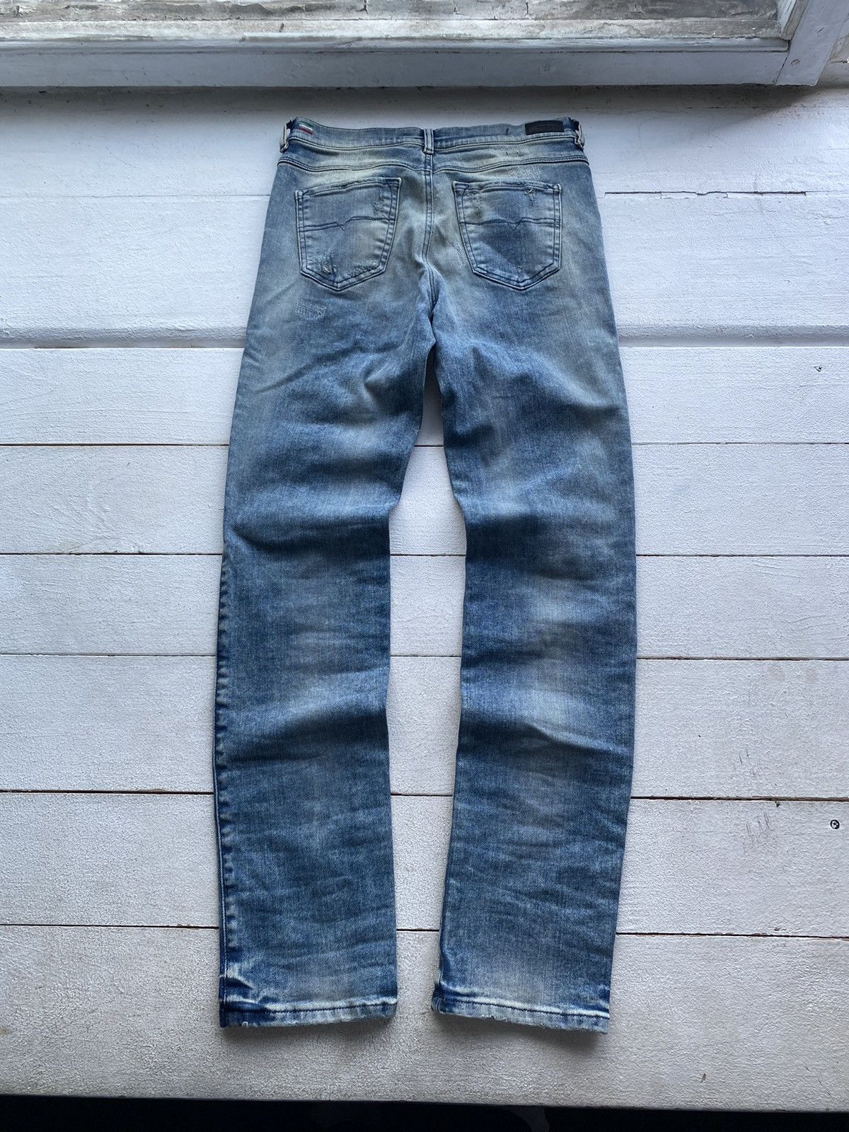 Diesel 🔗Opium Punk Diesel Distressed Washed Slim Straight Jeans Size 28" / US 6 / IT 42 - 2 Thumbnail
