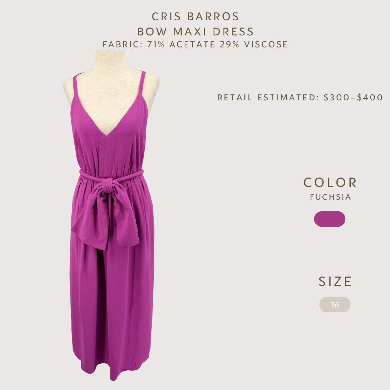 Other Cris Barros Bow Waist Maxi Dress Fuchsia 36 Size M / US 6-8 / IT 42-44 - 2 Thumbnail