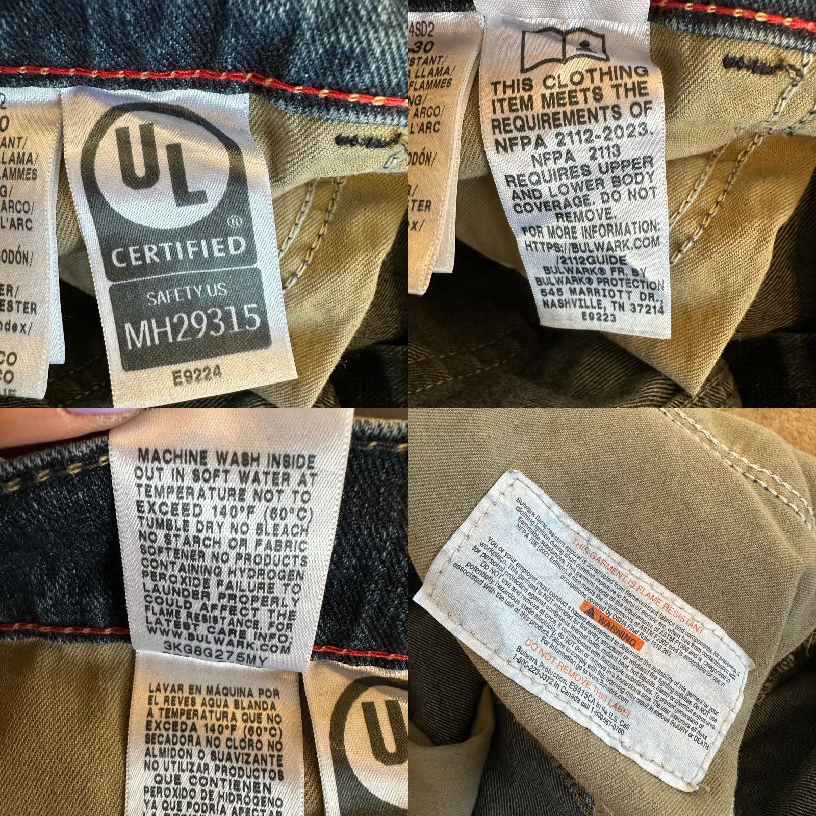 Denime Bulwark FR Mens Jeans 36 37 Dark Wash CAT2 2112 Denim Pants Straight 5-Pocket Denim Blue Size US 37 - 9 Thumbnail