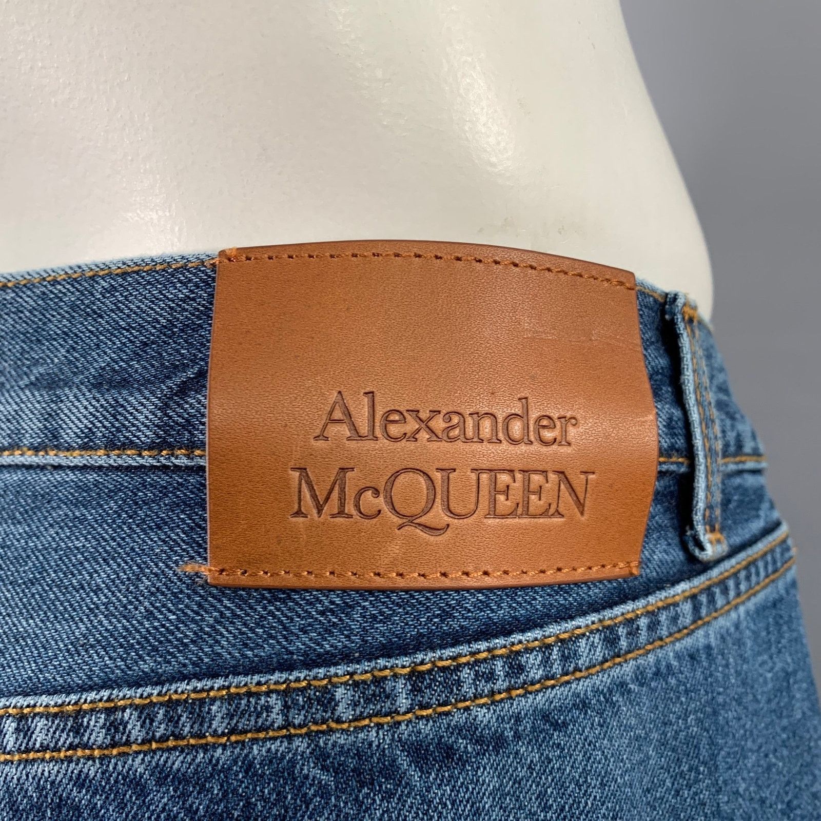 Alexander McQueen Size 36 Indigo Contrast Stitch Denim Button Fly Jeans Size US 36 / EU 52 - 4 Thumbnail