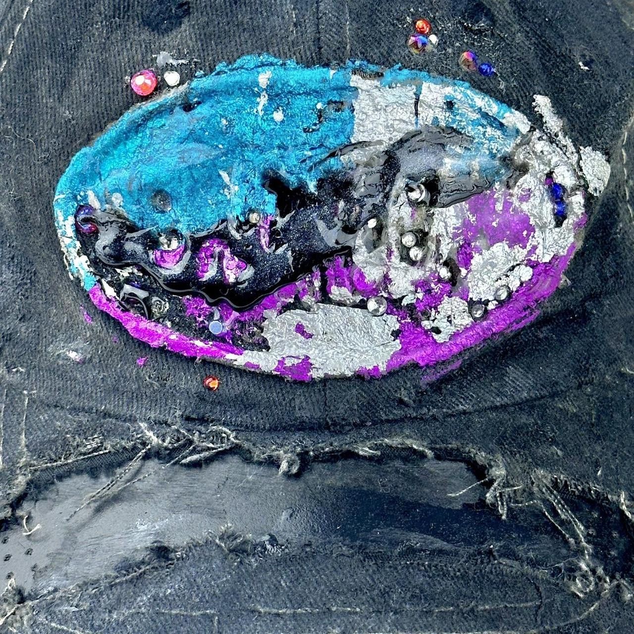 Other ASTROBOI* 'Technicolor' Y2K Black Distressed Rhinestone Hat Size ONE SIZE - 3 Thumbnail