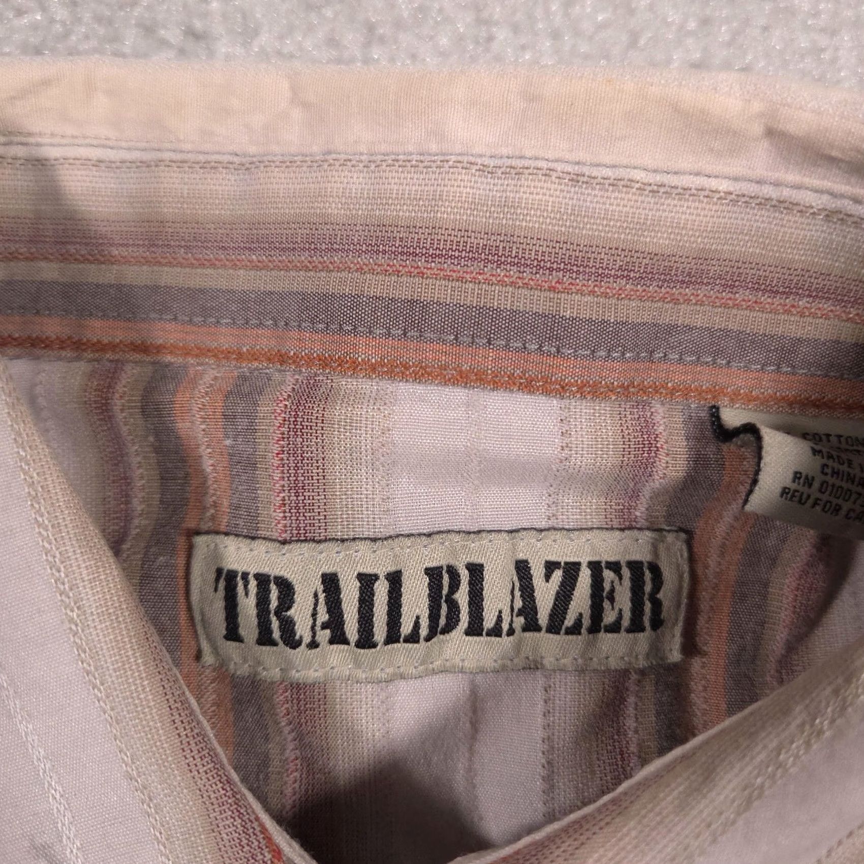 Vintage Trailblazer Shirt Mens XLT Beige Stripe Western Pearl Snap Long Sleeve Cowboy Size US XL / EU 56 / 4 - 6 Thumbnail