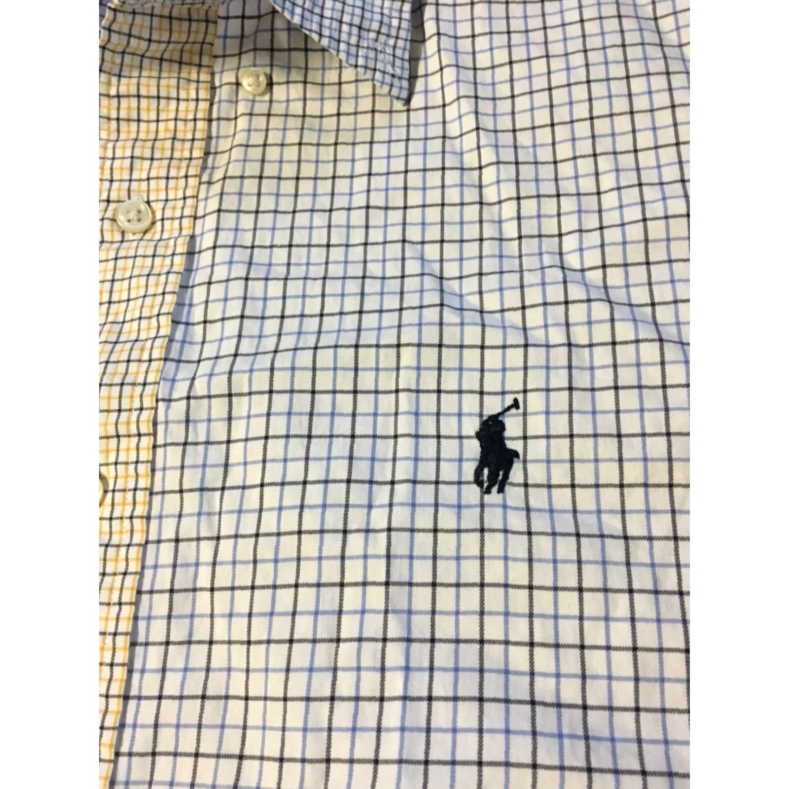 Polo Ralph Lauren VINTAGE Polo Ralph Lauren Shirt 90s Checkered Paneled Button-Down XL Blue Navy Sailing Nautical Sports USA Beach Classic Pattern Plaids & Checks Mens Size US XL / EU 56 / 4 - 2 Thumbnail