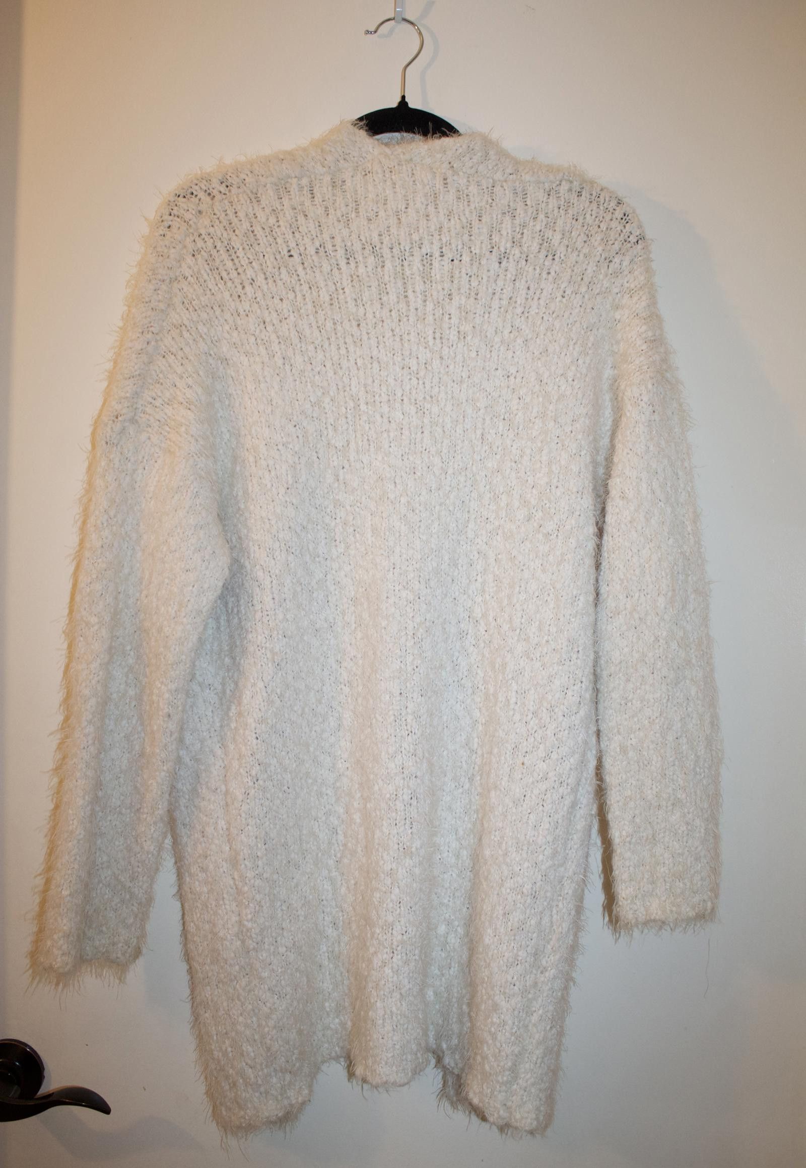 Designer Dreamers Cozy Open Front Cardigan in Cream SZ M/L Size L / US 10 / IT 46 - 4 Thumbnail