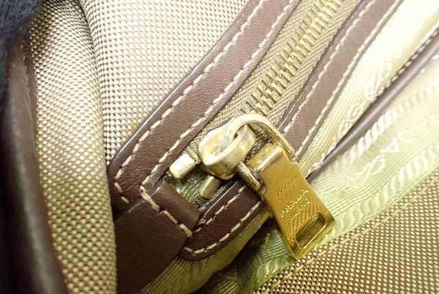 Prada Prada 2-Way Jacquard Canvas Leather Tan Shoulder Bag Size ONE SIZE - 14 Thumbnail