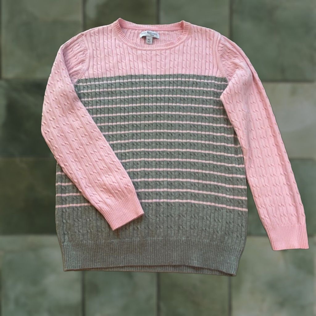Pinko Kim Rogers Petite Women's Cable Knit Striped Sweater Small Multicolor Pullover Size S / US 4 / IT 40 - 1 Thumbnail