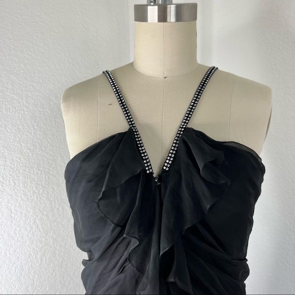 Vintage VTG William Travilla Ruffle Tiered Black Silk Chiffon Gown Size XL / US 12-14 / IT 48-50 - 2 Thumbnail