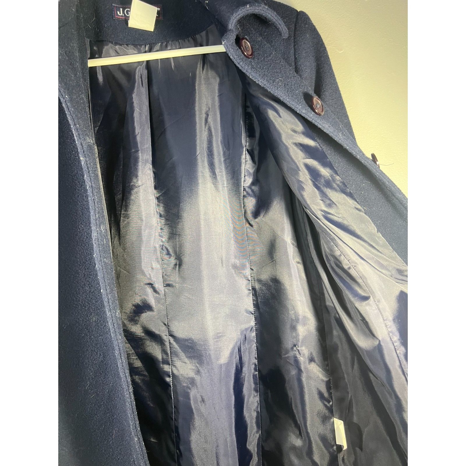 Other JG Hook Vintage 100% Wool Navy Blue Collared Trench Coat Wom Size M / US 6-8 / IT 42-44 - 5 Thumbnail