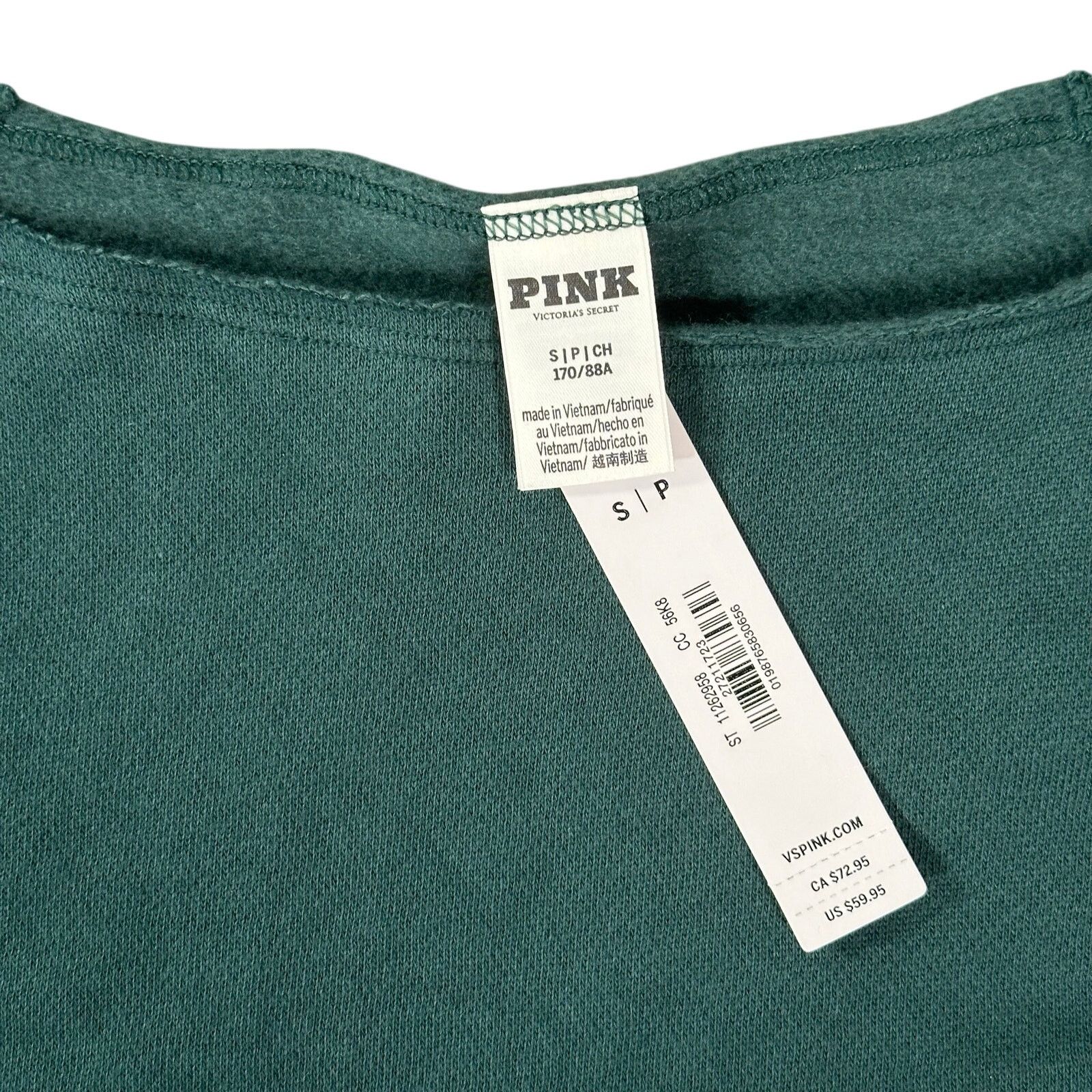 Pink Victoria's Secret Pink Boatneck Green Sweatshirt Size S Size S / US 4 / IT 40 - 5 Thumbnail