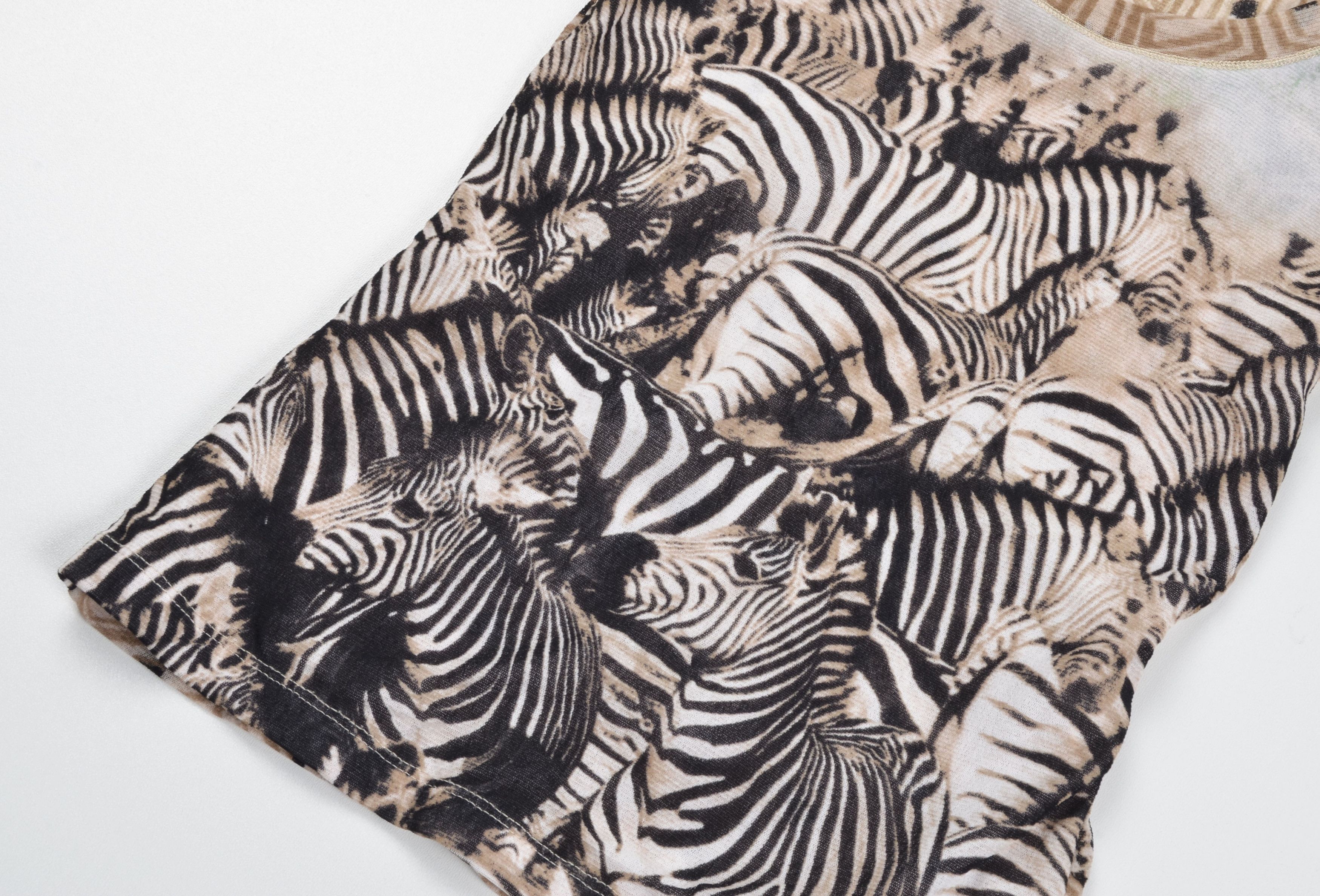 Vintage Oui Moments Y2K Mesh Zebra Print Animal Graphic T Shirt Size XS / US 0-2 / IT 36-38 - 5 Thumbnail
