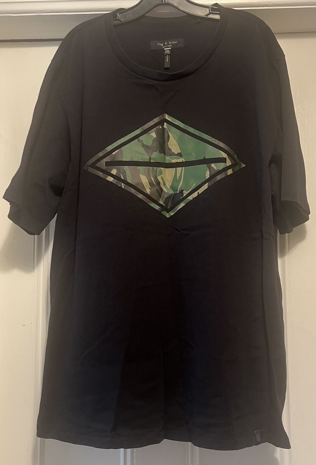 Rag & Bone Authentic Rag & Bone Black Tee T-shirt Camo Diamond 2XL Size US XXL / EU 58 / 5 - 1 Thumbnail