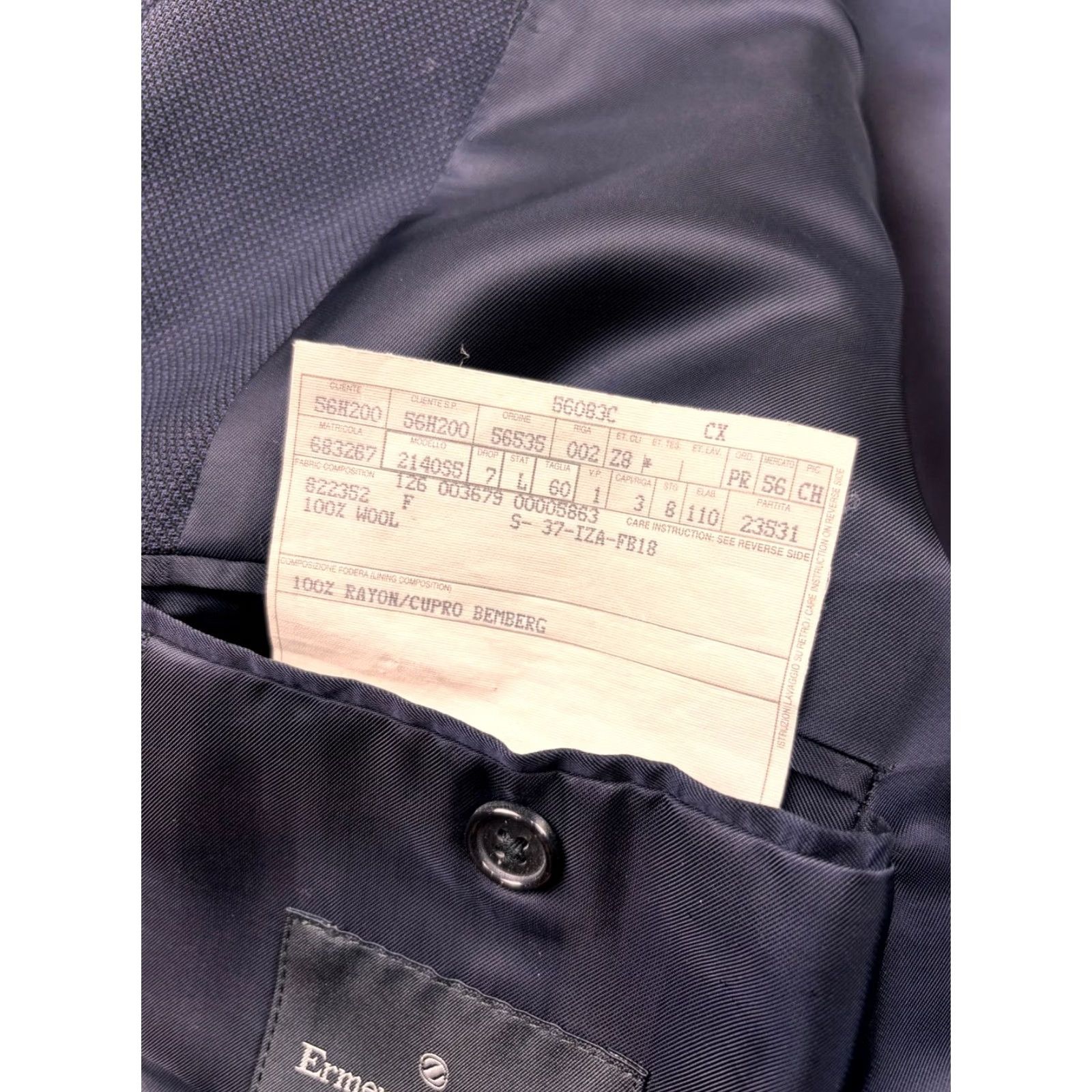 Ermenegildo Zegna Ermenegildo Zegna Blazer Mens 44L Long Navy 3 Button Birdseye Wool Vintage? No. Size 44R - 4 Thumbnail