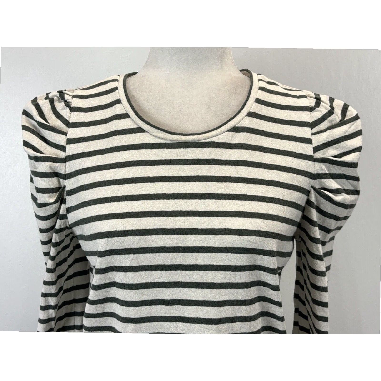 Rebecca Minkoff Rebecca Minkoff Puff Sleeve Long Sleeve Striped Ivory Shirt Top Women's Medium Size M / US 6-8 / IT 42-44 - 5 Thumbnail