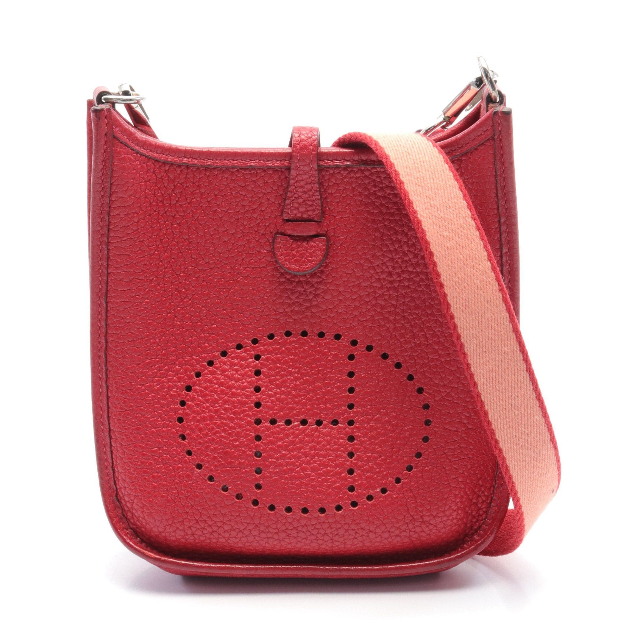image of Hermes Evelyn Tpm Rougewif Shoulder Bag Clemence Leather Red □Q Stamp, Women's