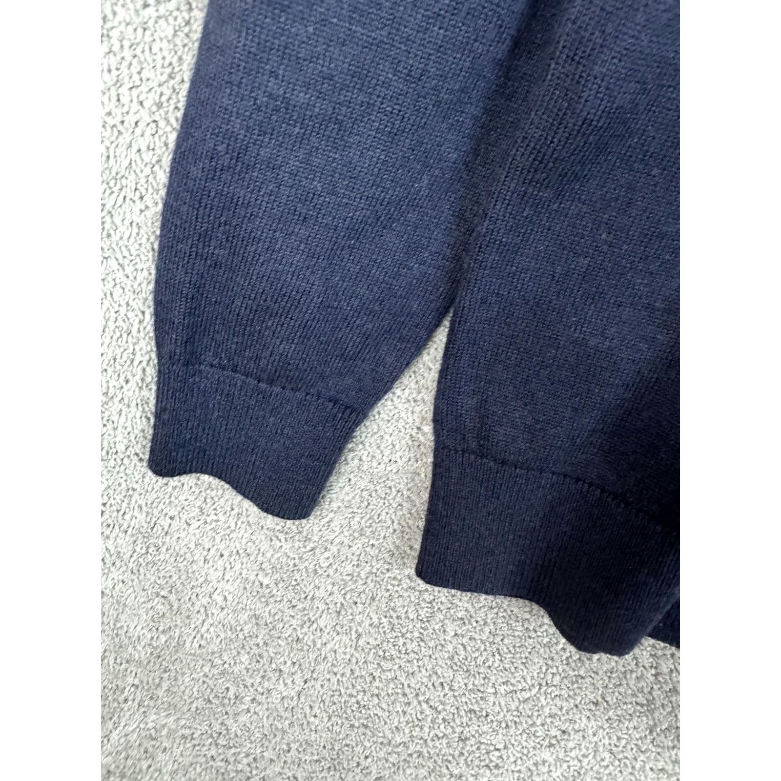 Vintage LL Bean Sweater Mens Medium Navy Merino Wool Quarter Zip Mock Neck Pullover Size US M / EU 48-50 / 2 - 3 Thumbnail