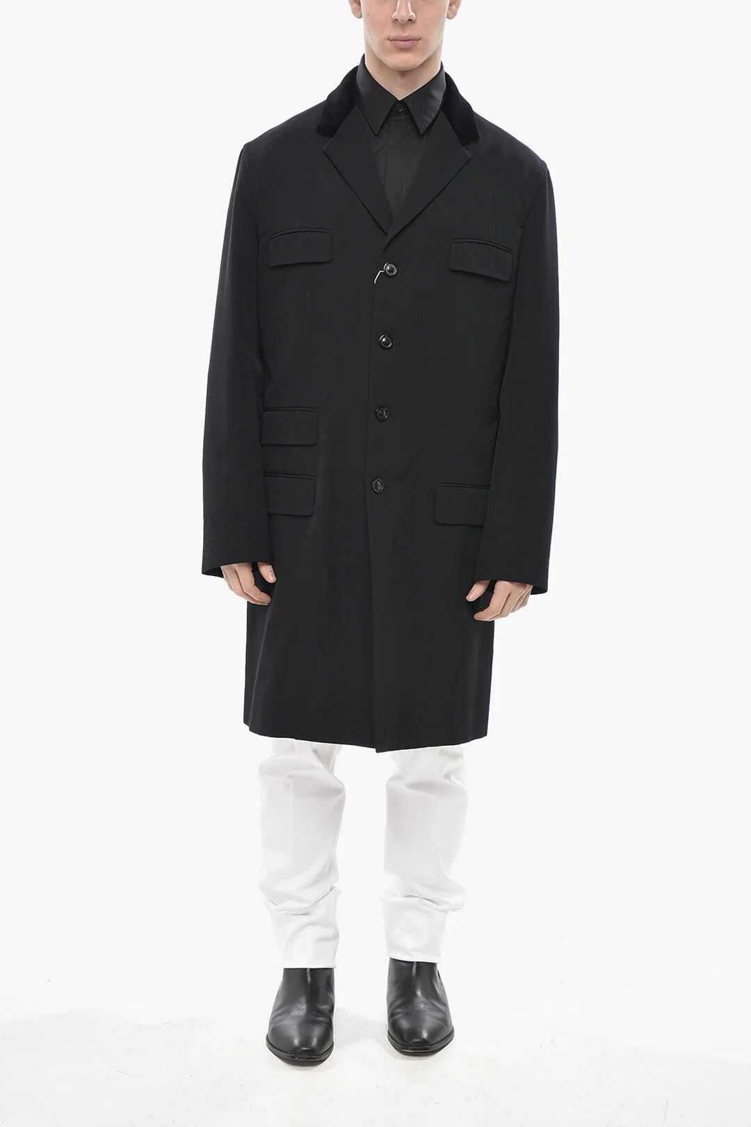 Maison Margiela og1mm0326 Wool-Blend Coat in Black Size US S / EU 44-46 / 1 - 4 Thumbnail
