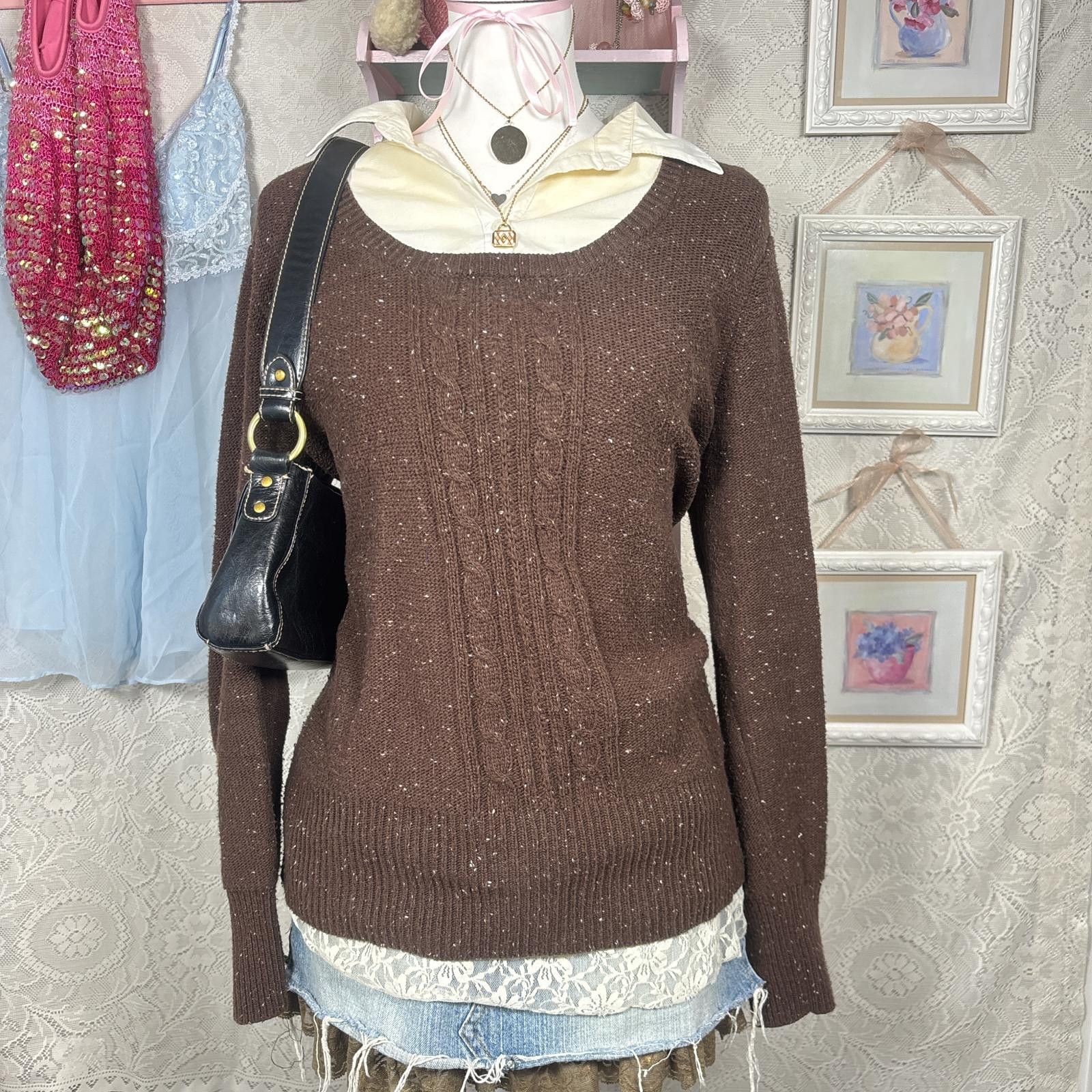 Apt. 9 vintage cozy brown layered knit sweater Size XL / US 12-14 / IT 48-50 - 1 Thumbnail