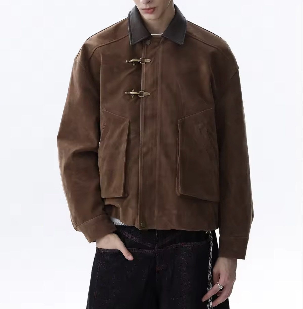 Japanese Brand Toggle Button Collar Pu Leather Jacket Size US XXL / EU 58 / 5 - 1 Thumbnail