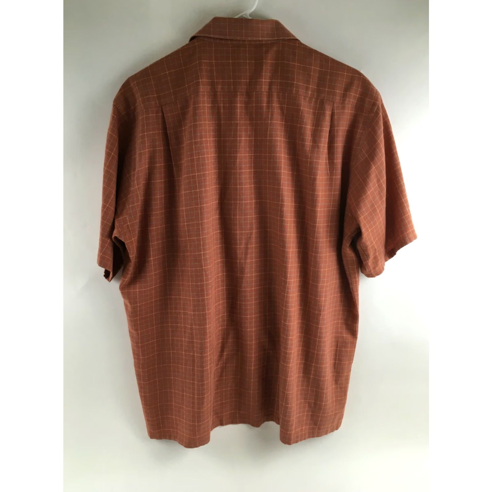 Vintage Slates Shirt Men's XL Button-Up Short Sleeve Check Pocket Reversible Care on Reverse Orange Cotton Polyester Size US XL / EU 56 / 4 - 2 Thumbnail