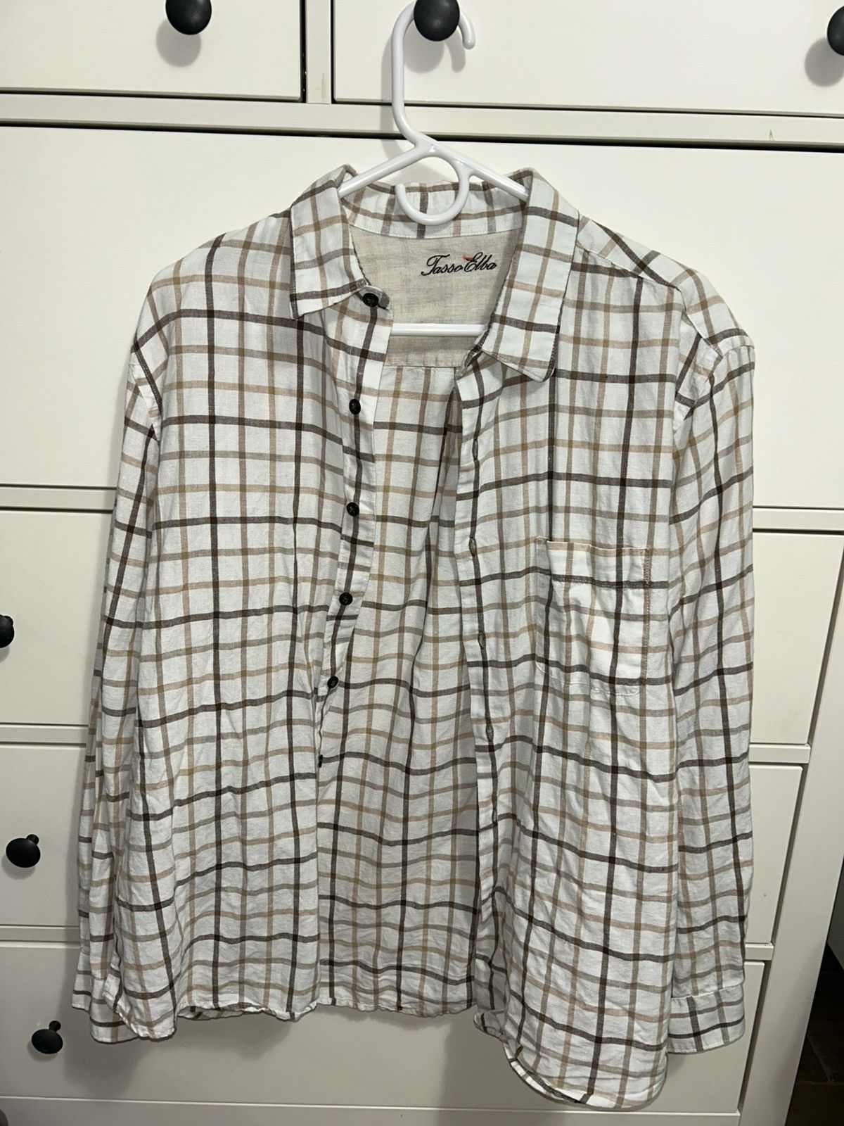 Tasso Elba Tasso Elba Button-Up, White/Beige Size US L / EU 52-54 / 3 - 3 Thumbnail