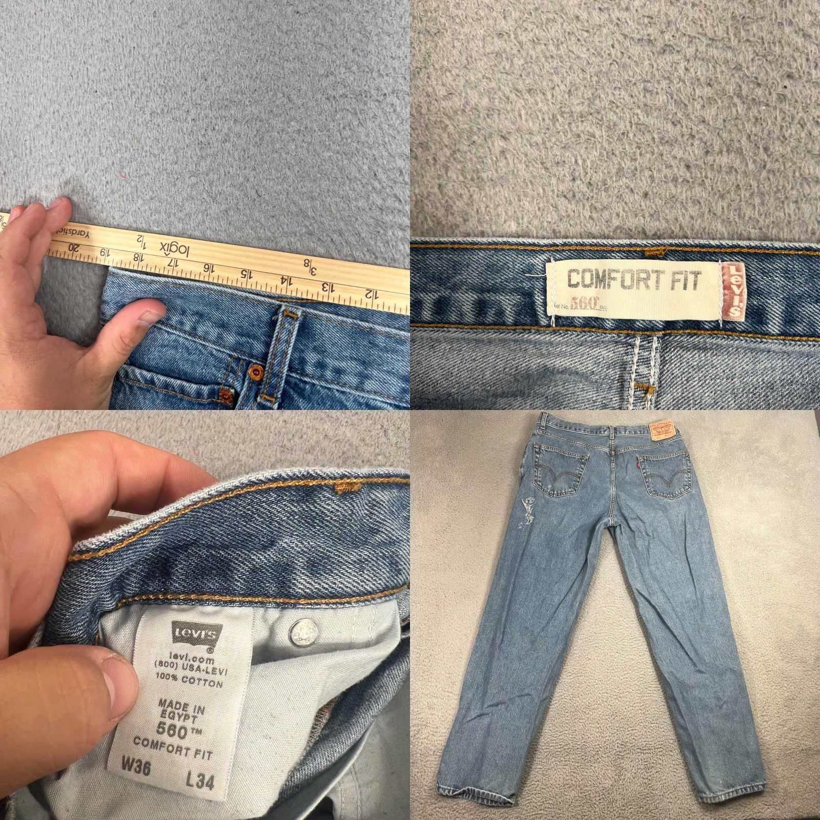 Levi's VINTAGE Levi's 560 Jeans Mens 36x34 Tapered Light Wash Denim 90s Classic Size US 36 / EU 52 - 8 Thumbnail