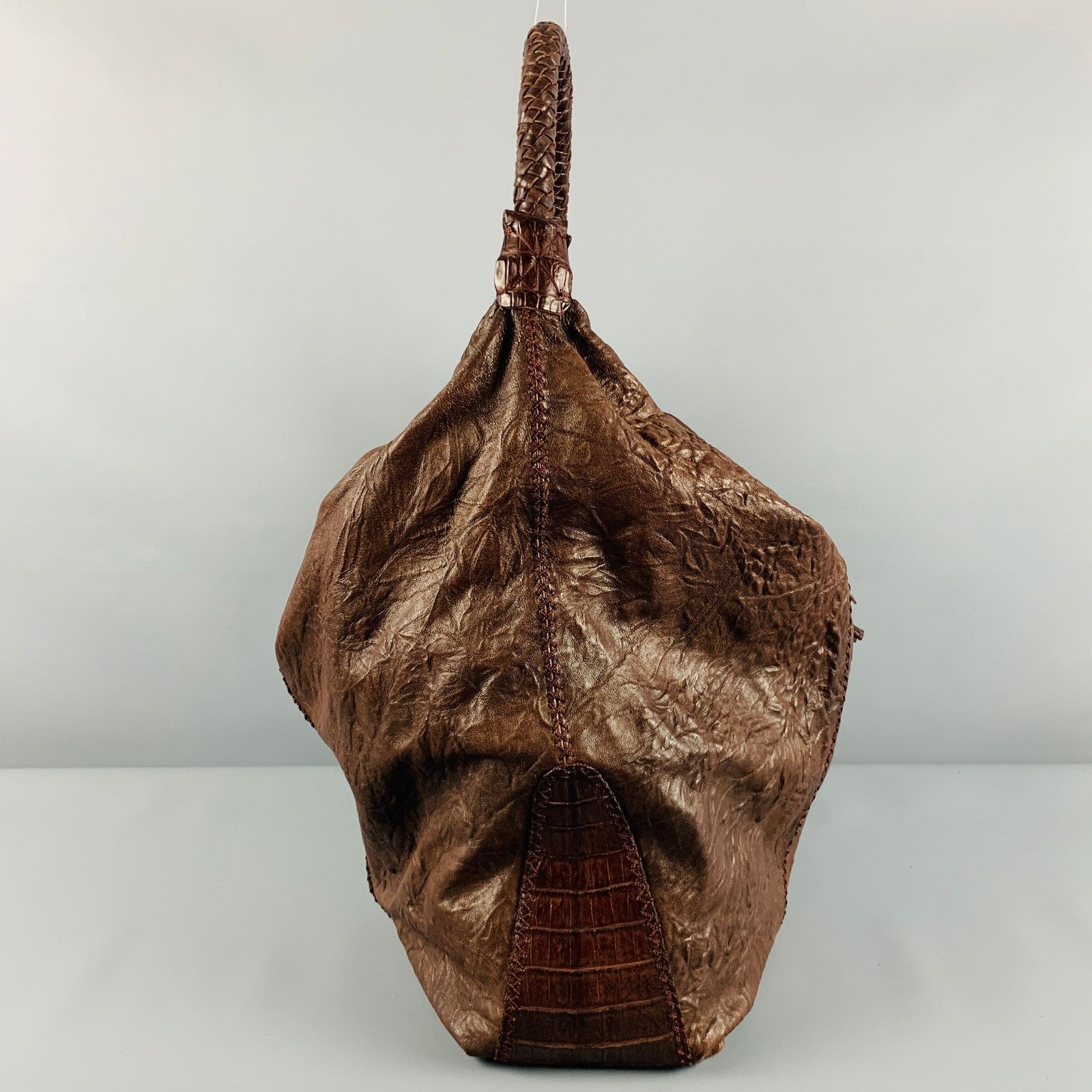 Other Brown Mixed Leathers Alligator Leather Hobo Handbag Size ONE SIZE - 4 Thumbnail