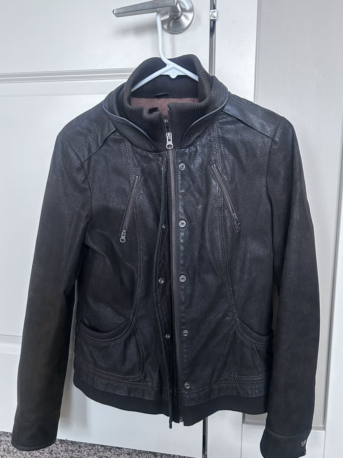 Danier Woman’s snap button genuine leather insulated coat Size L / US 10 / IT 46 - 1 Thumbnail
