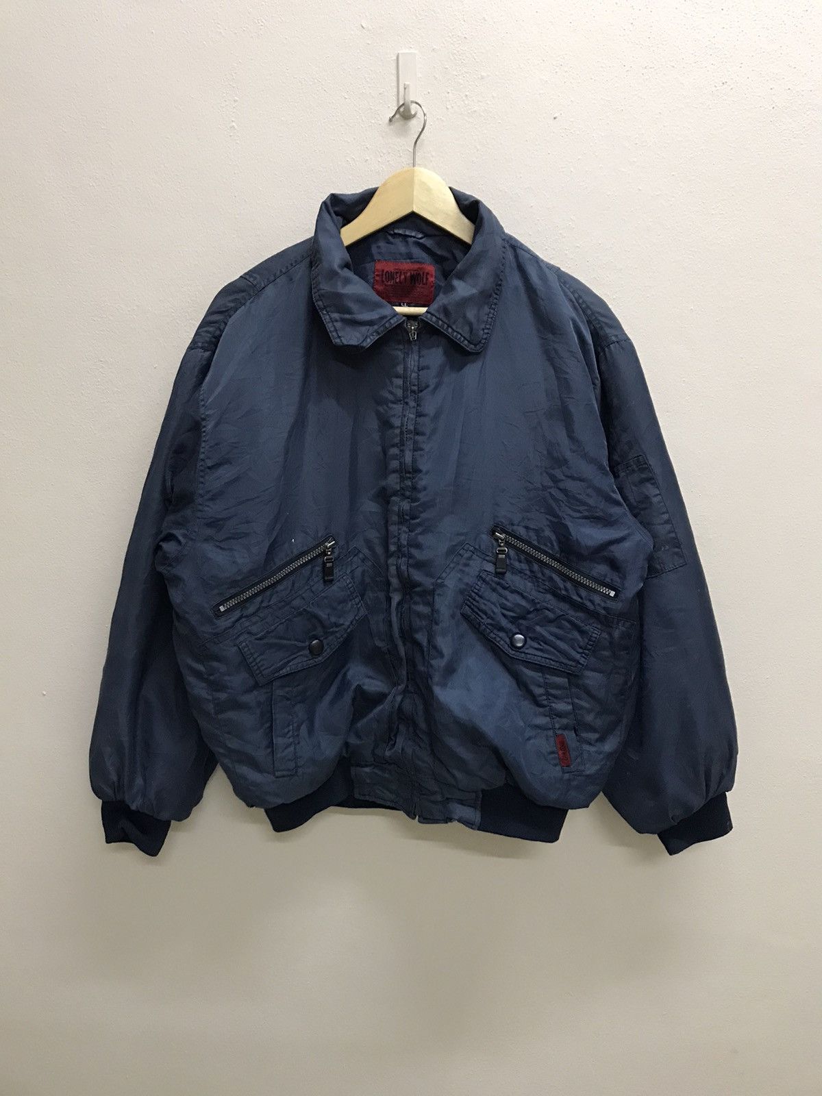 Japanese Brand Vintage Lonely Wolf Double Pocket Zipper Bomber Jacket Size US L / EU 52-54 / 3 - 3 Thumbnail