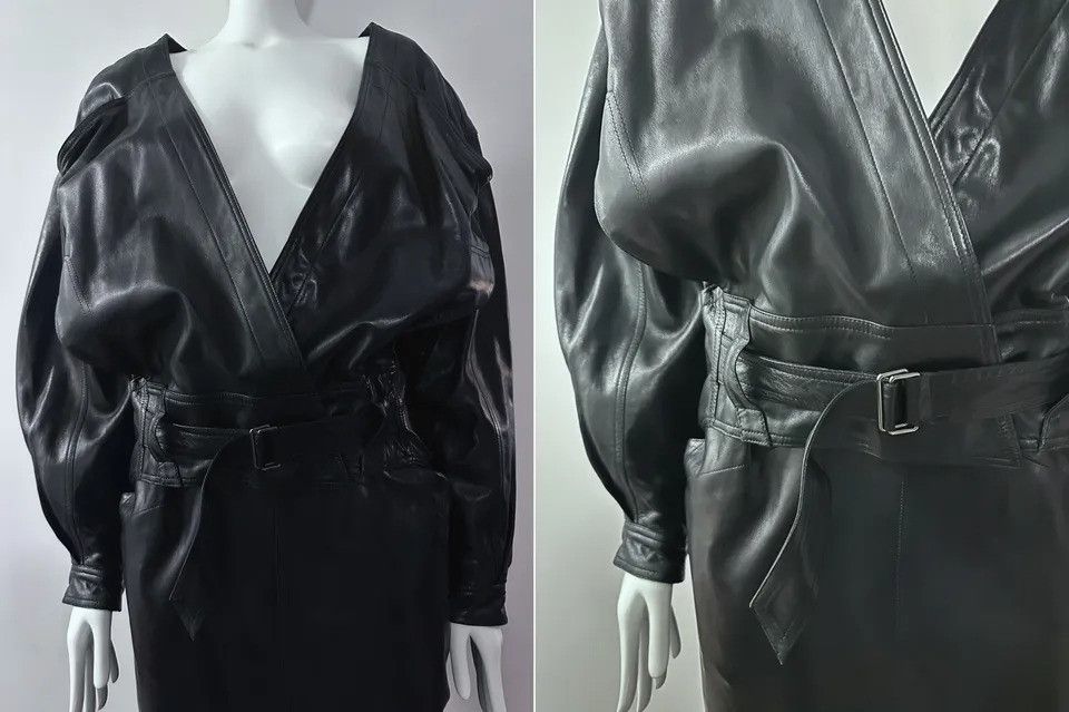 Claude Montana CLAUDE MONTANA POUR IDEAL CUIR Iconic Leather Coat Skirt Set Size M / US 6-8 / IT 42-44 - 7 Thumbnail