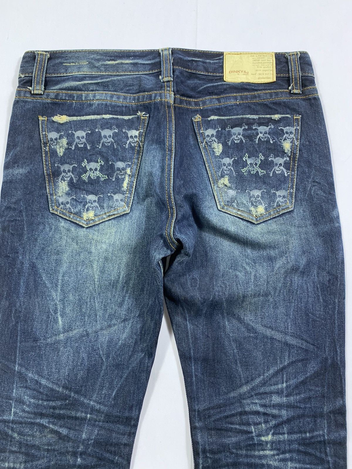 5351 POUR LES HOMMES Distressed Skull Denim Dinky&J Punk Pants Size US 31 - 6 Thumbnail