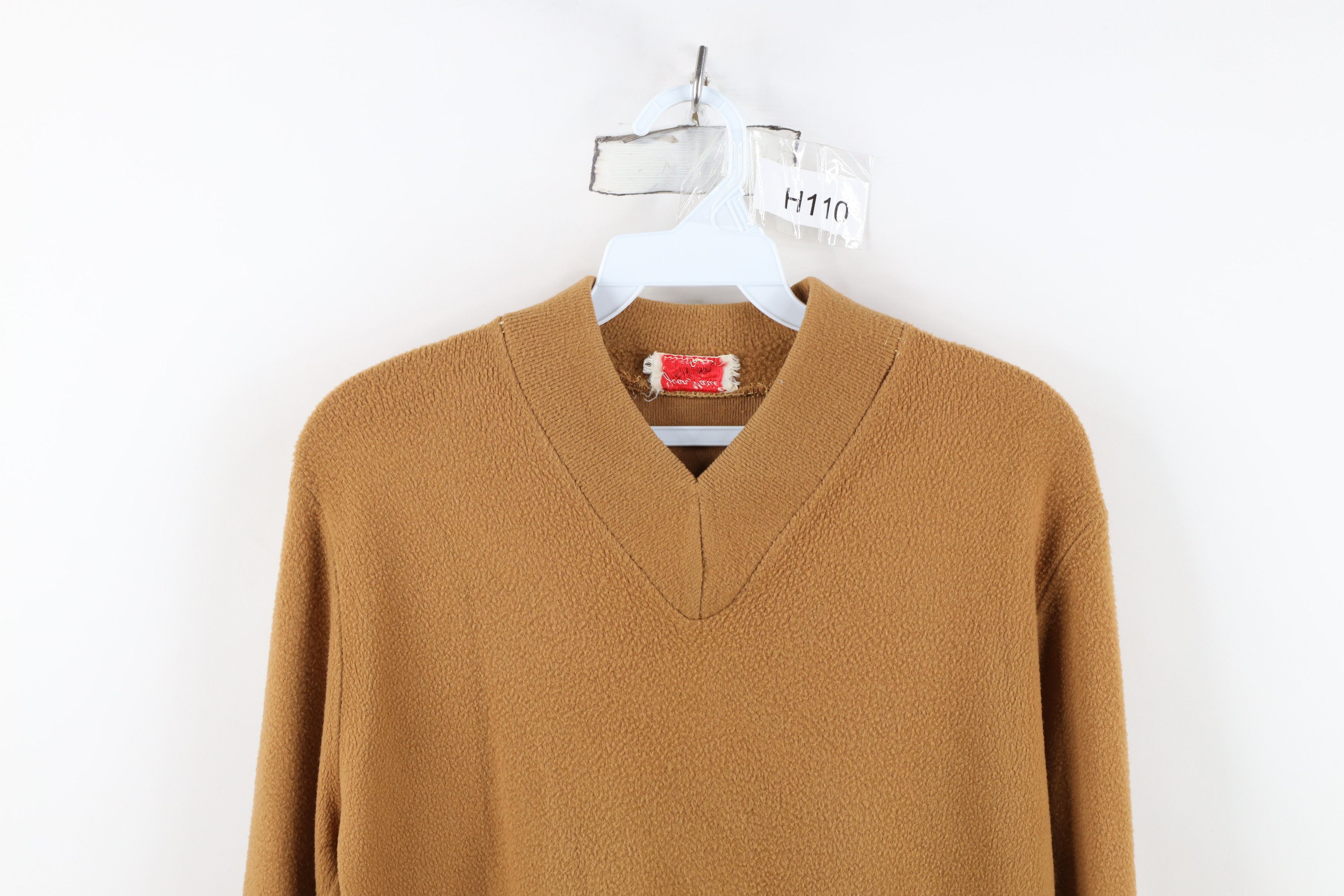 Vintage Vintage 60s Streetwear Velour Fleece V-Neck Sweatshirt Brown Size S / US 4 / IT 40 - 2 Thumbnail