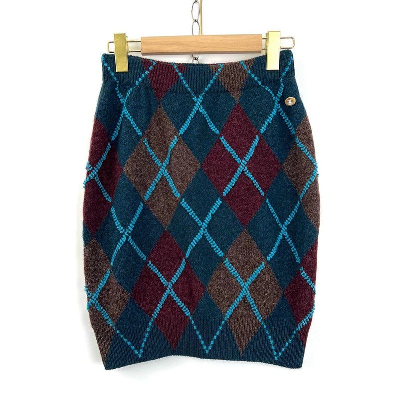 Chanel Chanel 24A color-blocked diamond checkered cashmere knitted Size 25" / US 0 / IT 36 - 1 Thumbnail