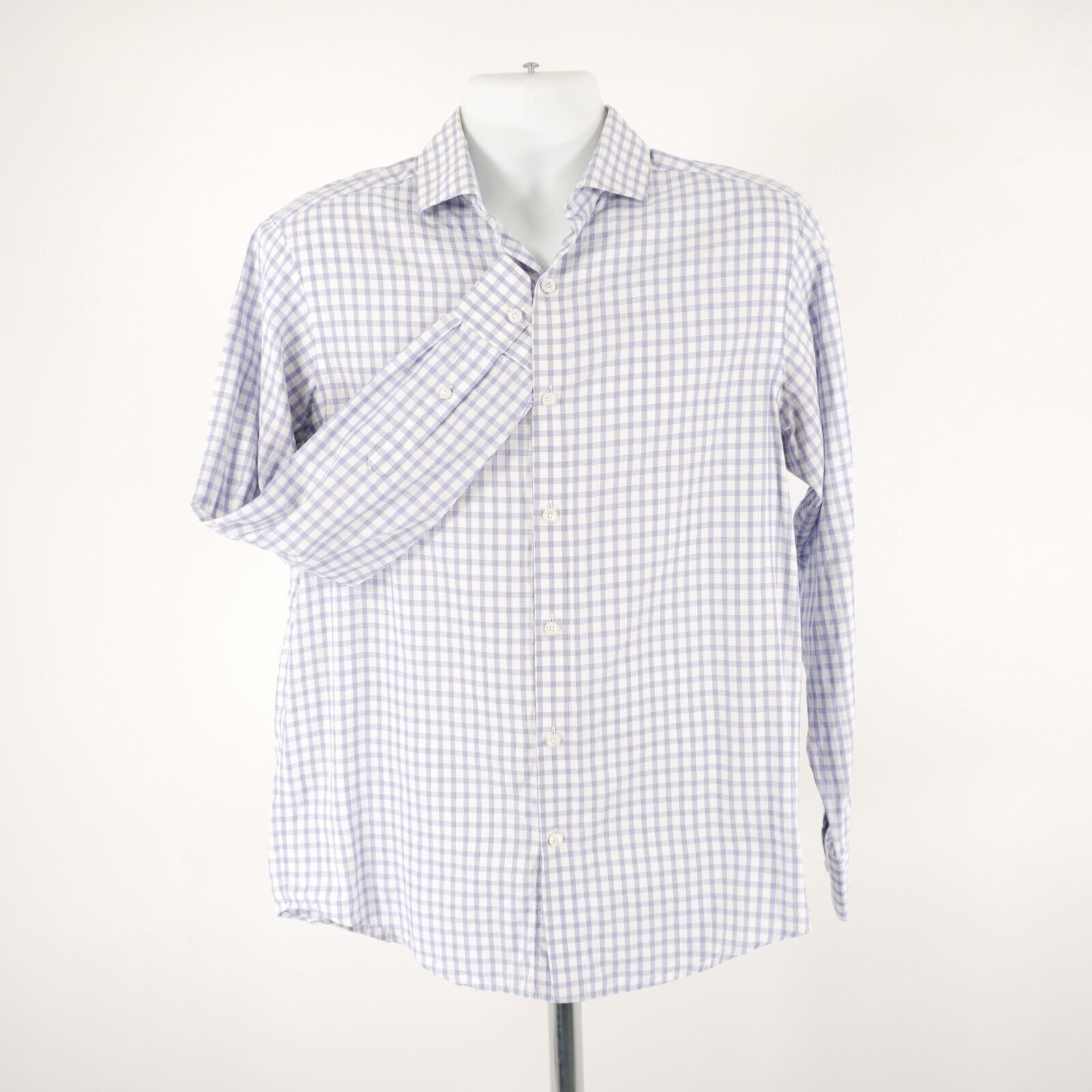 Hart Schaffner Marx Hart Schaffner Marx Blue Purple Check Medium Collared Dress Size US M / EU 48-50 / 2 - 3 Thumbnail