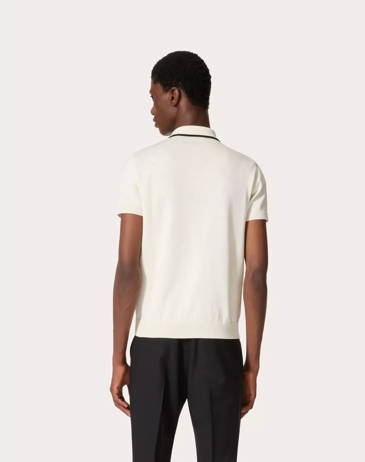 Valentino oc11z0725 Cotton Polo Shirt With Signature in White Size US M / EU 48-50 / 2 - 6 Thumbnail