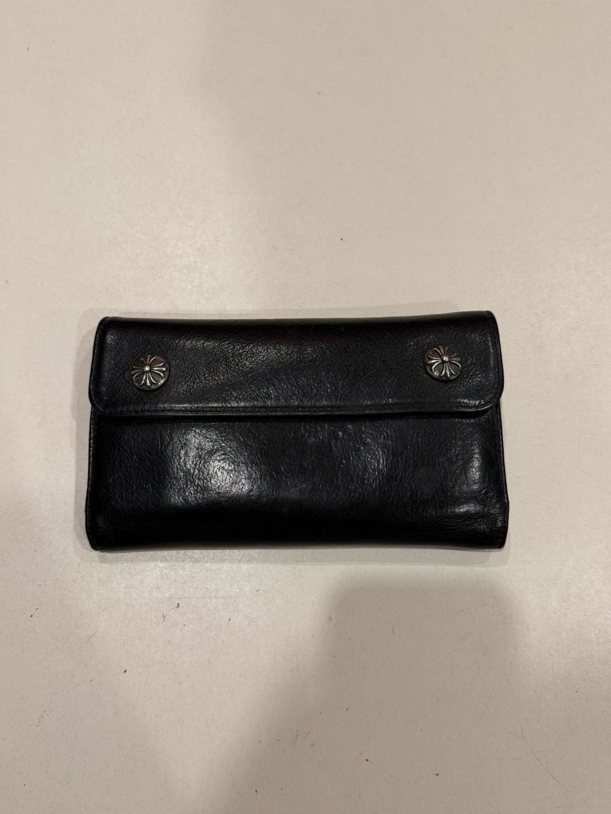 Chrome Hearts Chrome Hearts Black Leather Wave Wallet Silver Cross Balls Size ONE SIZE - 18 Thumbnail