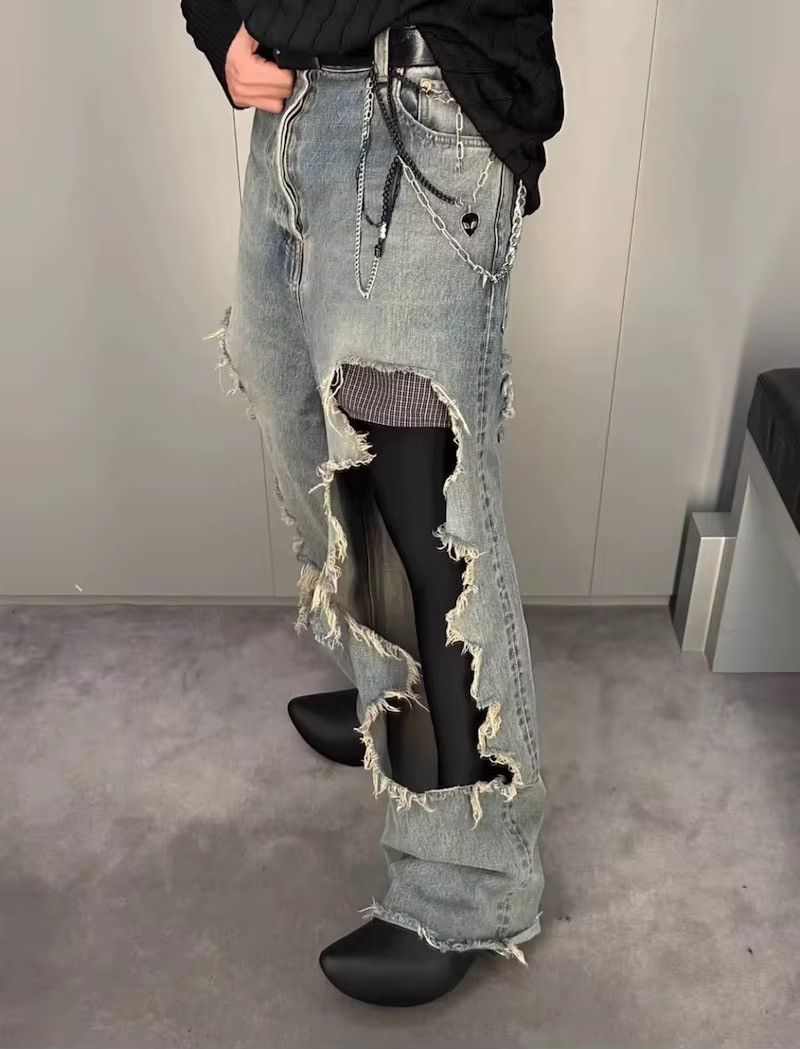 Designer × Vintage Retro Washed Hole Baggy Distressed Jeans Pants Size US 34 / EU 50 - 3 Thumbnail