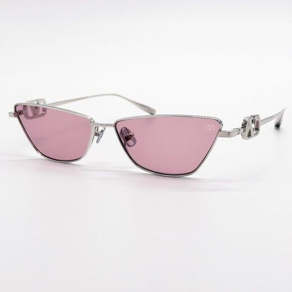Valentino NEW VALENTINO SUNGLASSES VLS-135C SILVER/PINK WOMEN CAT EYE Size ONE SIZE - 3 Thumbnail
