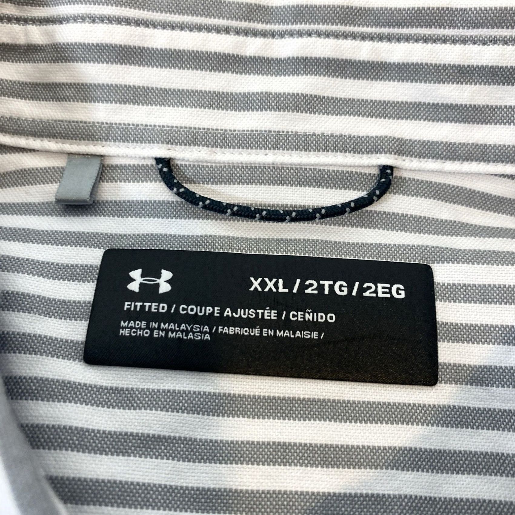 Under Armour Under Armour Shirt Men XXL Gray White Striped Cotton Pocket Long Sleeve Logo Button-Up Shirt Size US L / EU 52-54 / 3 - 7 Thumbnail