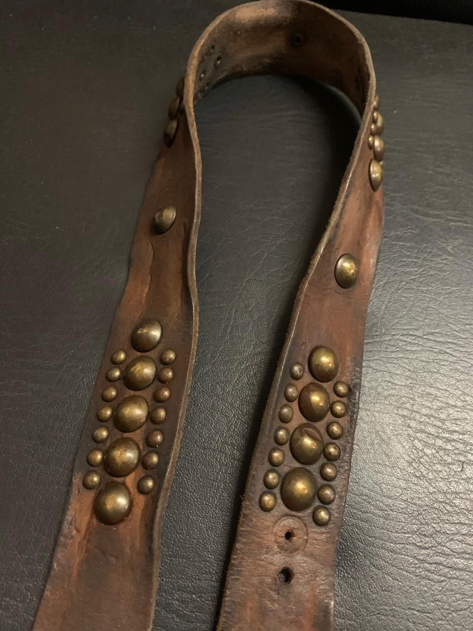 If Six Was Nine × Japanese Brand × Le Grande Bleu (L.G.B.) Brown leather big studded belt Size ONE SIZE - 3 Thumbnail