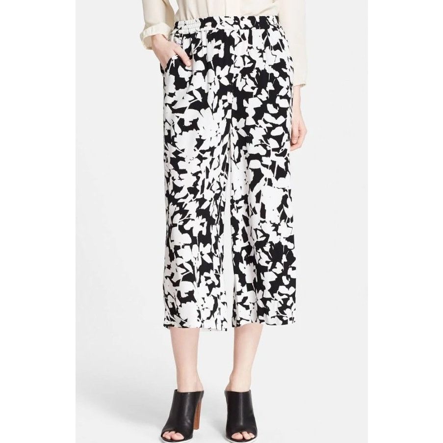 Kate Spade EUC Kate Spade Synna Leaf Wide Leg B/W Cropped Ankle Pants M Size 30" / US 8 / IT 44 - 1 Thumbnail