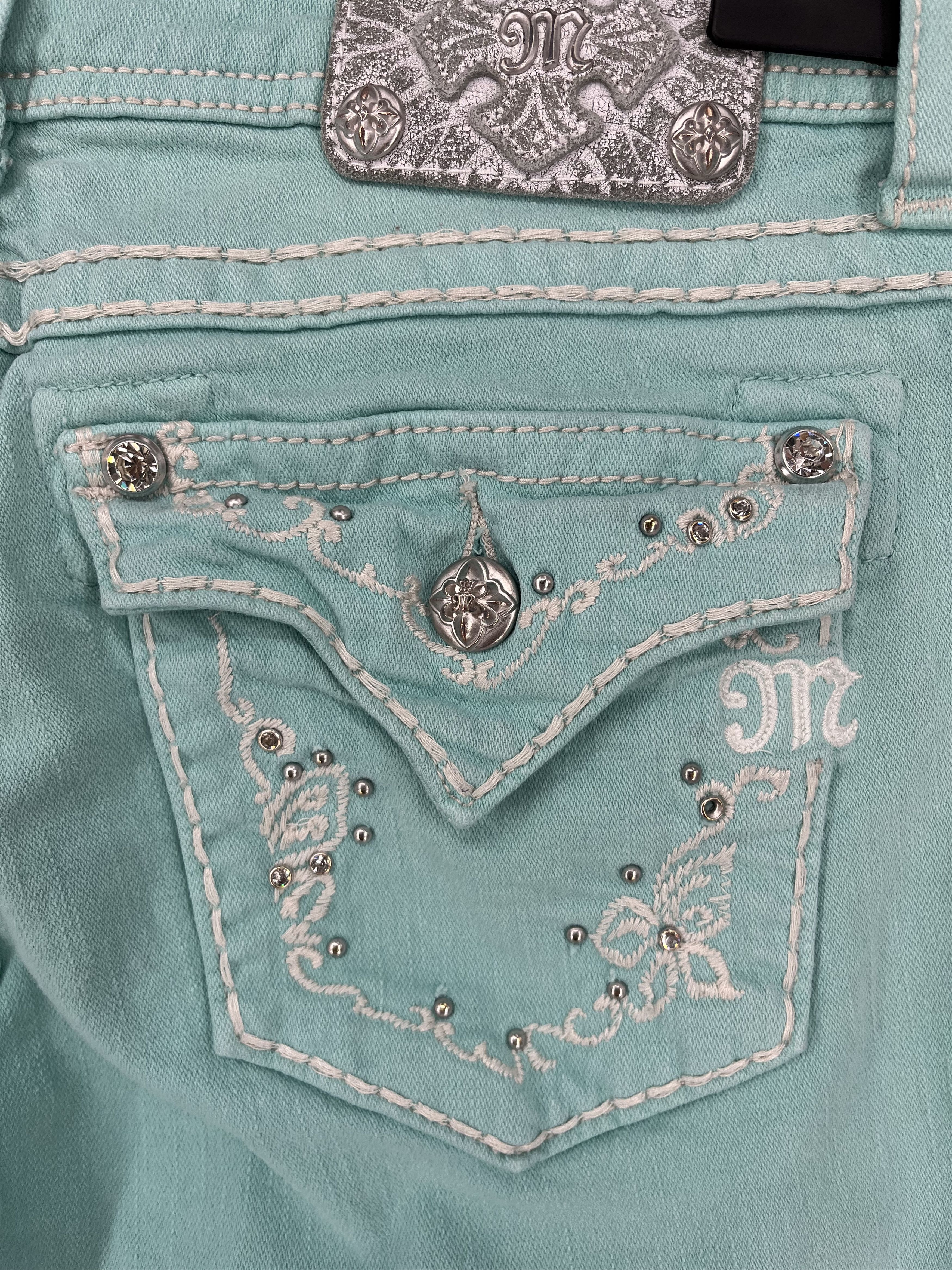 Japanese Brand Miss Me Easy cropped Jeans Women's Size 30 Blue Denim Size 30" / US 8 / IT 44 - 15 Thumbnail
