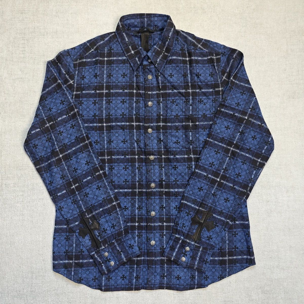 Chrome Hearts Chrome Hearts Cross Print Silver Button Shirt Size US M / EU 48-50 / 2 - 1 Thumbnail