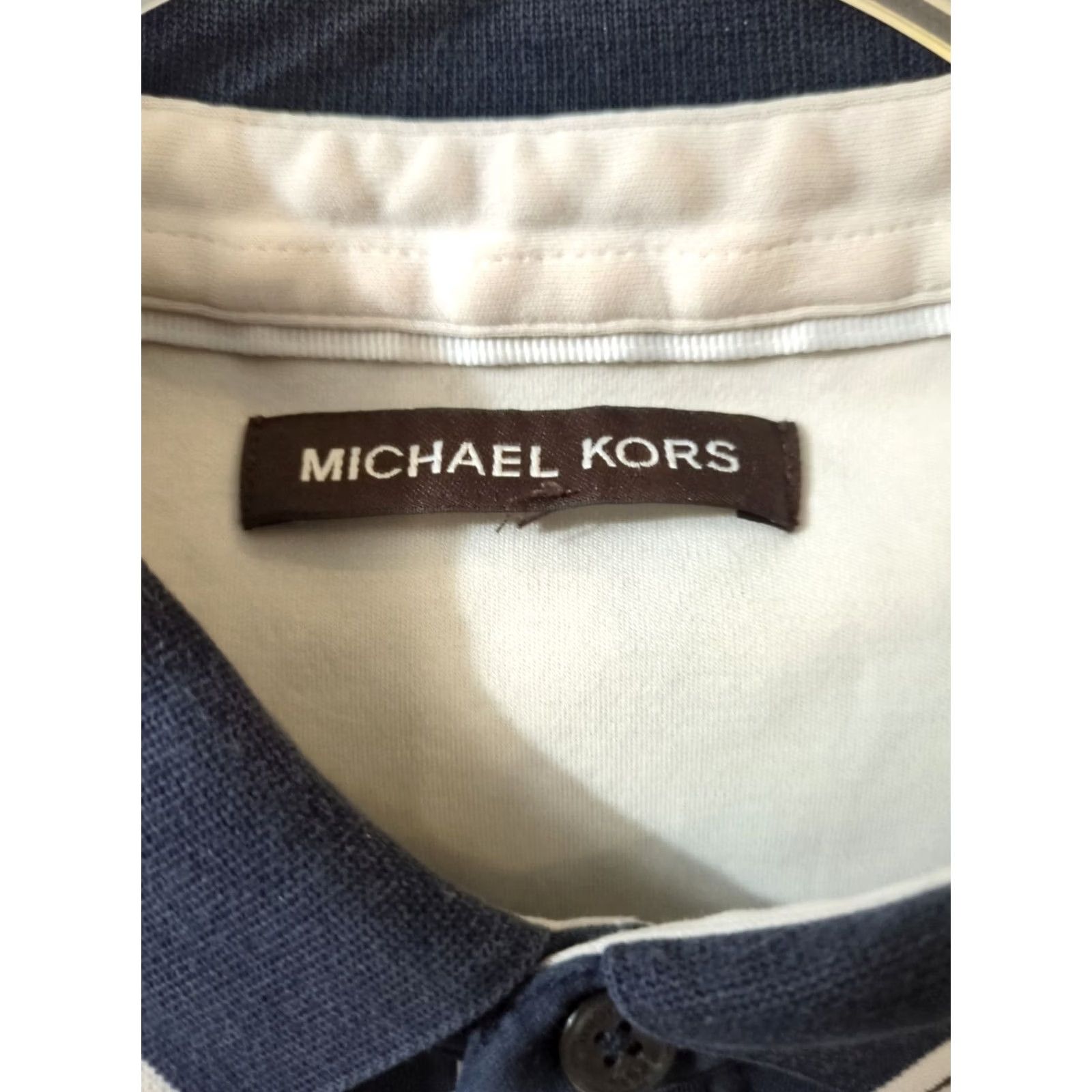 Michael Kors Michael Kors Men's Polo Shirt Short Sleeve Collar Blue Midnight Trim 100% Cotton Size M Size US M / EU 48-50 / 2 - 3 Thumbnail