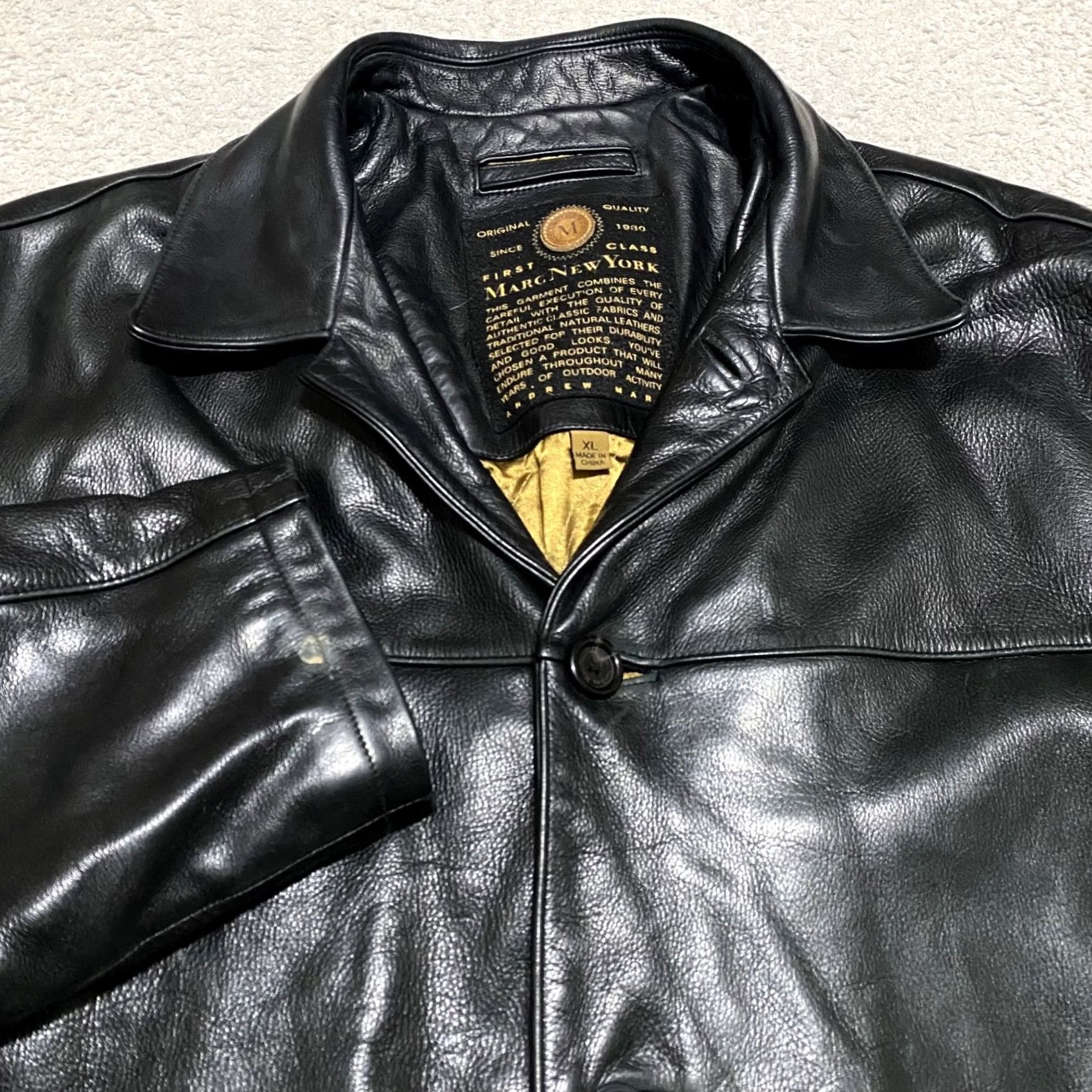 Vintage Marc New York Jacket Mens XL Black Leather Button Front Pockets Lined Outdoor Size US XL / EU 56 / 4 - 4 Thumbnail