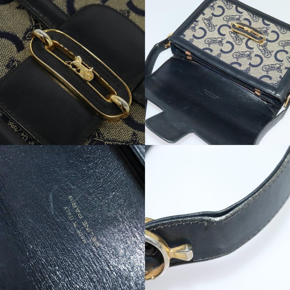 Celine CELINE C Sulky Shoulder Bag Canvas Navy Gold Size ONE SIZE - 11 Thumbnail