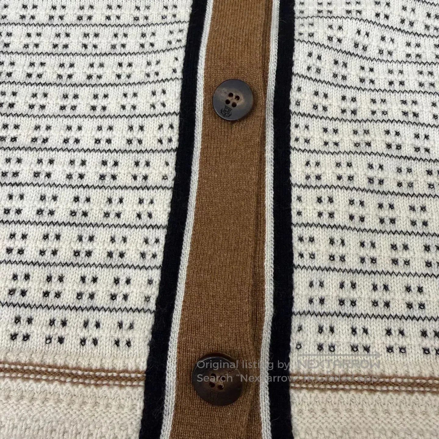 Loro Piana Loro Piana Beige Stripe Cashmere Cardigan. Size US L / EU 52-54 / 3 - 3 Thumbnail