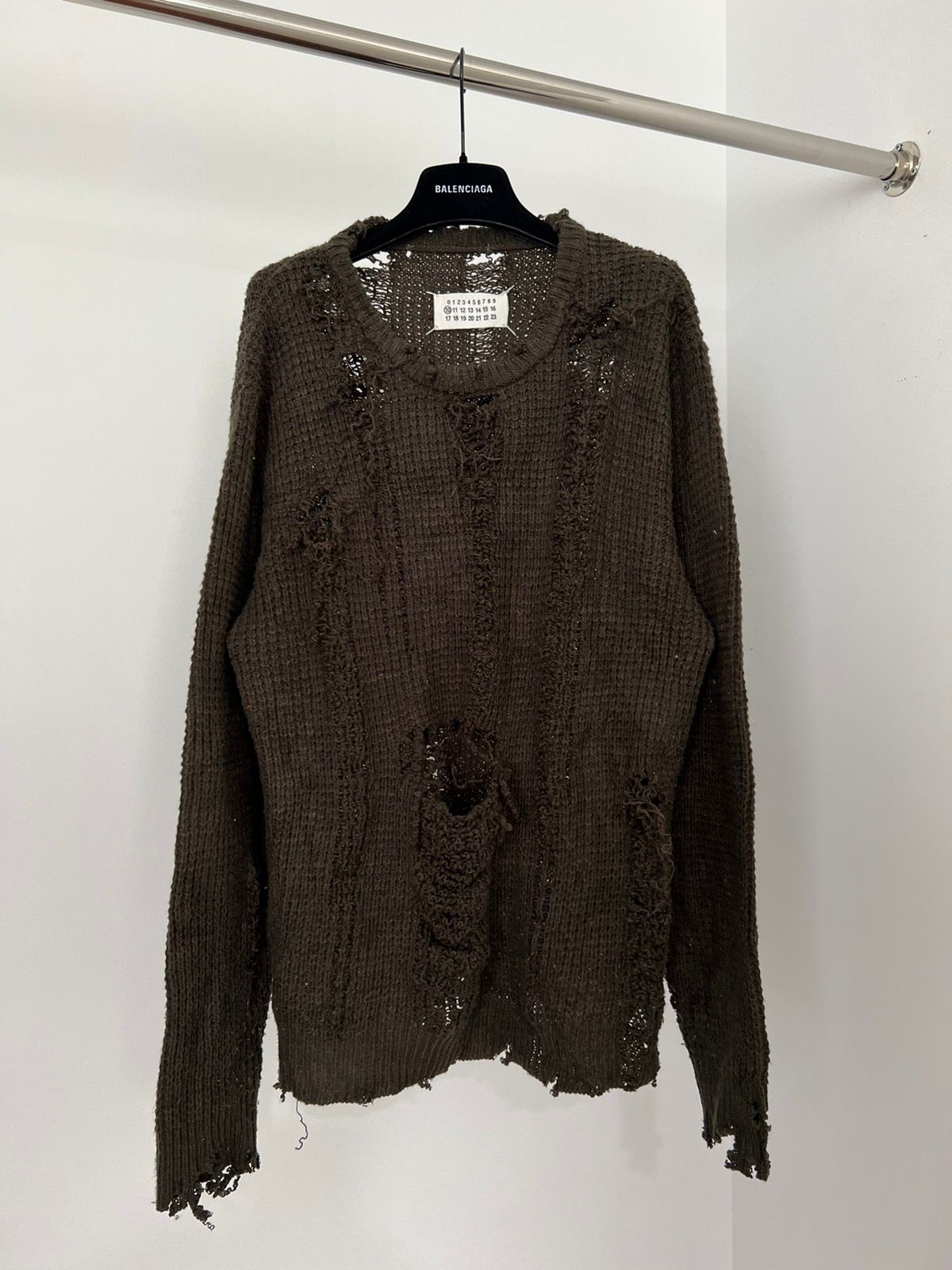 Pre-owned Maison Margiela 2010  Destroyed Grunge Punk Sweater In Olive