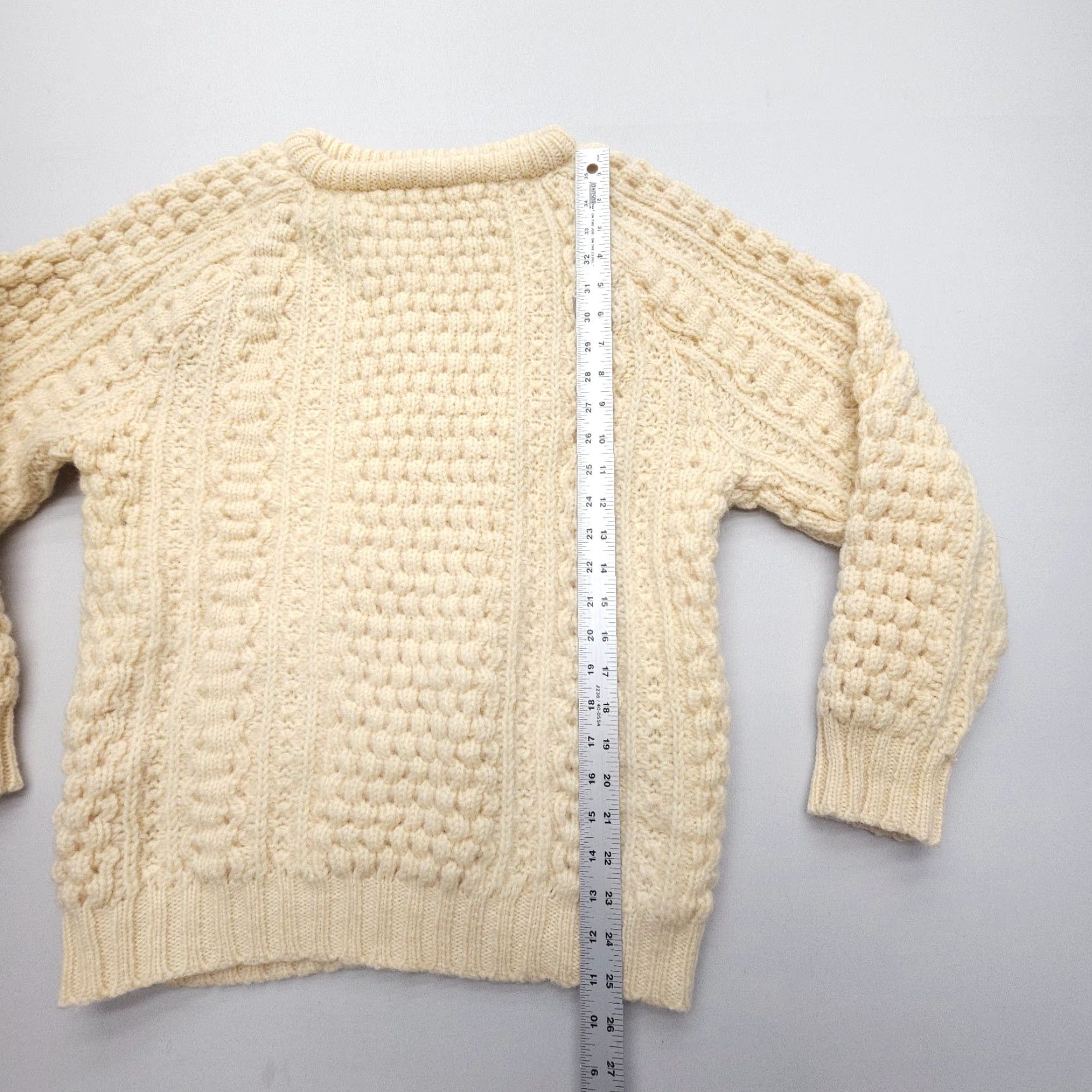 Vintage Forge House Knitwear Wool Sweater Womens XL Heavyweight Cable Knit Ireland Ivory Pullover - London Theme, Knit, Cold Weather Women XL Size XL / US 12-14 / IT 48-50 - 5 Thumbnail