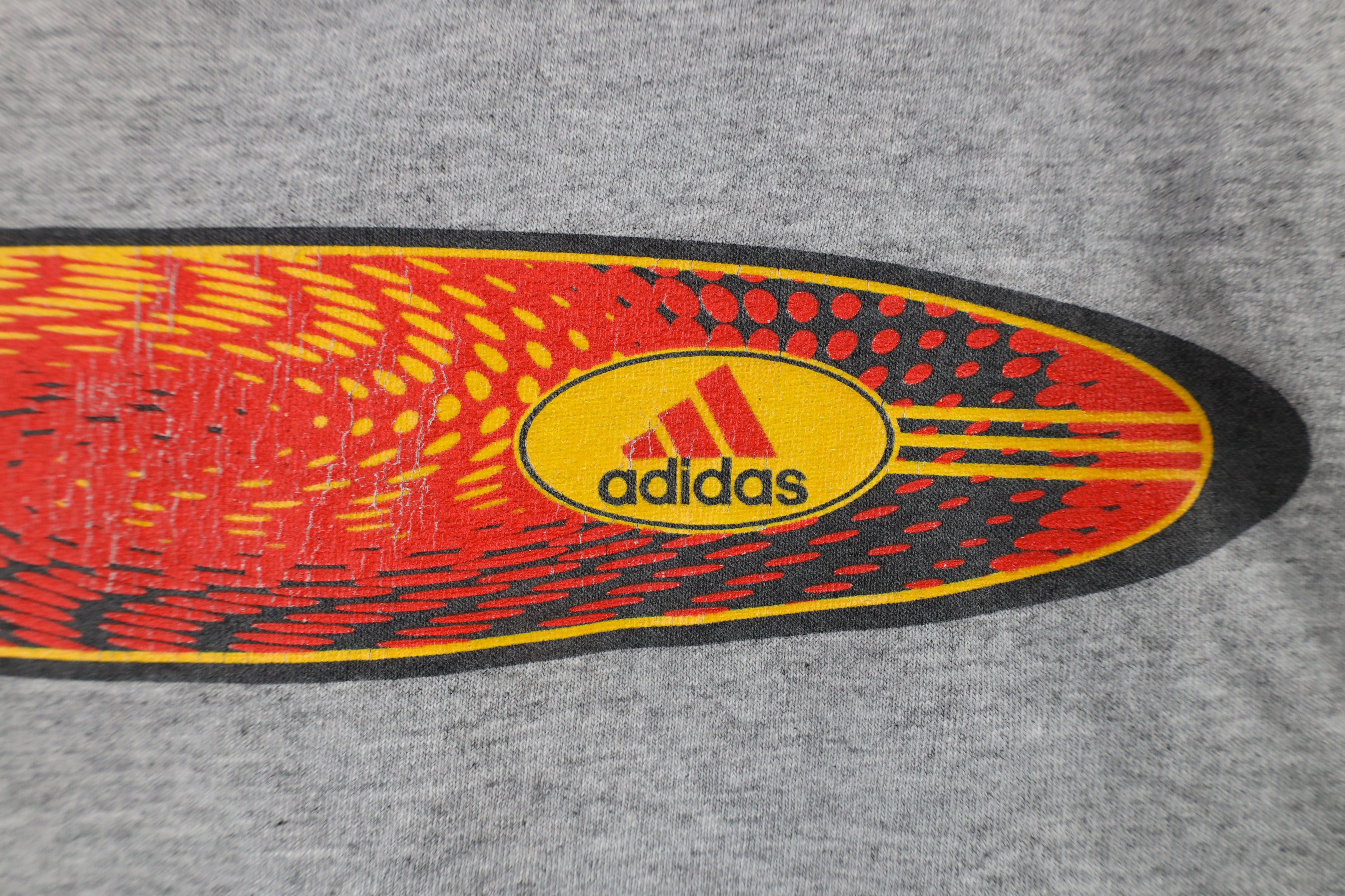 Adidas × Vintage Vintage 90s Adidas Spell Out Geometric T-Shirt Gray USA Size US L / EU 52-54 / 3 - 5 Thumbnail